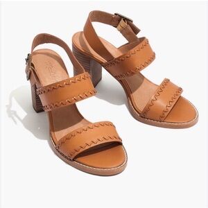 Madewell Brown Leather Block Heel Sandals